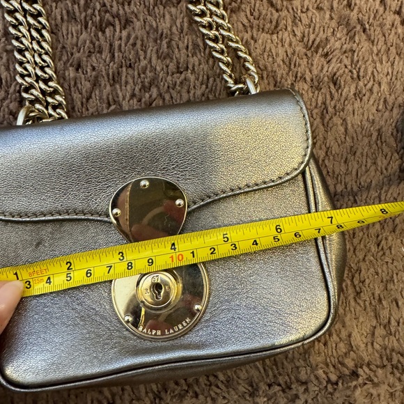 Ralph Lauren Collection Chain Strap Mini Ricky Shoulder Bag Metallic Pewter - Picture 11 of 13